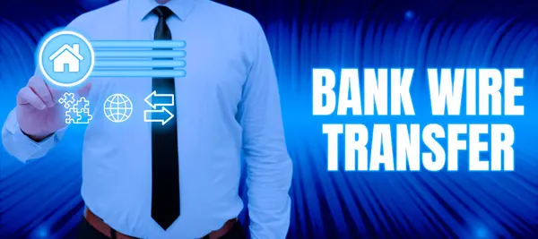Написання Підпису Bank Wire Transferelectronic Transferelectronic Transfer Гроші Через Банк — стокове фото