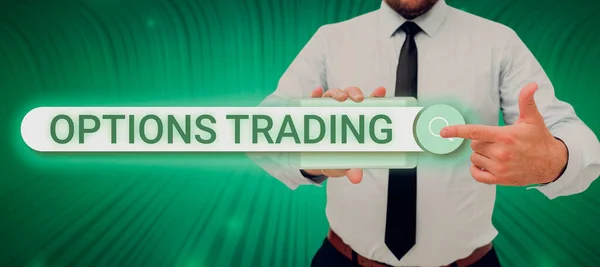 Text Sign Showing Options Tradingdifferent Options Make Goods Services Spread — Stock Photo, Image