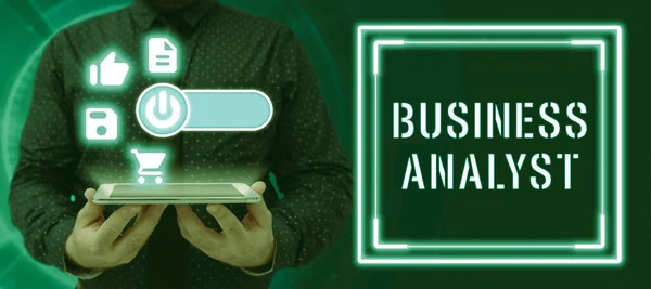 Inspirace Zobrazující Znak Business Analystsomeone Který Analyzuje Velkou Organizaci Nebo — Stock fotografie