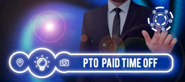 Текстовый Знак Показывающий Pto Paid Time Предложение Работодатель Предоставляет Компенсацию — стоковое фото