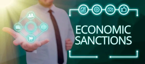 Sign Displaying Economic Sanctionspenalty Punishment Levied Another Country Trade War — Stock Photo, Image