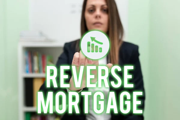 Texto Título Presentando Reverse Mortgageloan Para Personas Mayores Sesenta Años — Foto de Stock