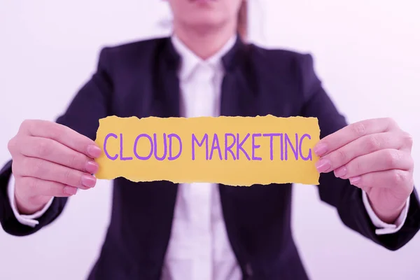 Hand Writing Sign Cloud Marketingthe Process Organisation Market Services Word — Φωτογραφία Αρχείου