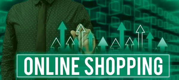 Handschrift Teken Online Shoppingallows Consumenten Hun Goederen Kopen Het Internet — Stockfoto