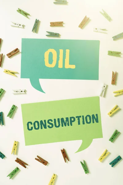Legenda Texto Apresentando Consumo Petróleo Esta Entrada Óleo Total Consumido — Fotografia de Stock