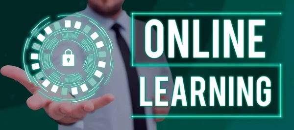 Konceptuell Visning Online Learninglarning Med Hjälp Internet Och Dator Business — Stockfoto