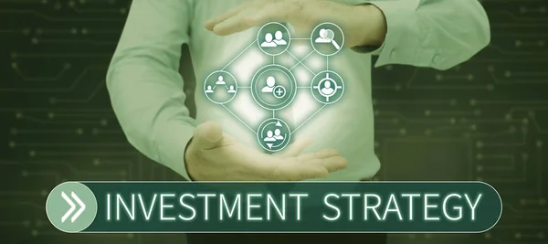 インスピレーションを示すテキスト投資戦略 ビジネスアプローチルールの設定手順行動投資家へのガイド — ストック写真
