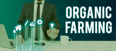 Sürdürülebilirlik için çabalayan konsept ekran Organik Farmingan entegre tarım sistemi, sürdürülebilirlik için çabalayan birleşik tarım sistemi