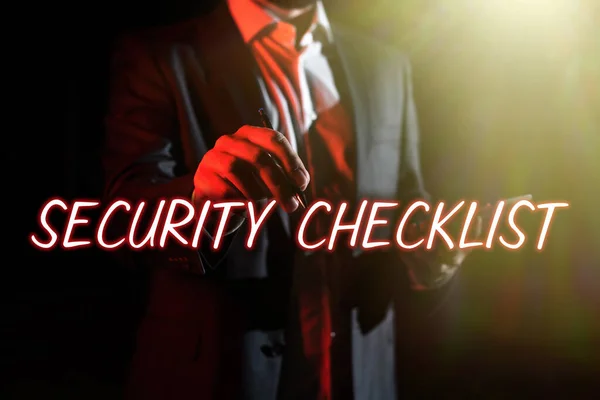 Assinar Exibindo Checklist Segurançaproteção Dados System Guide Internet Theft Visão — Fotografia de Stock