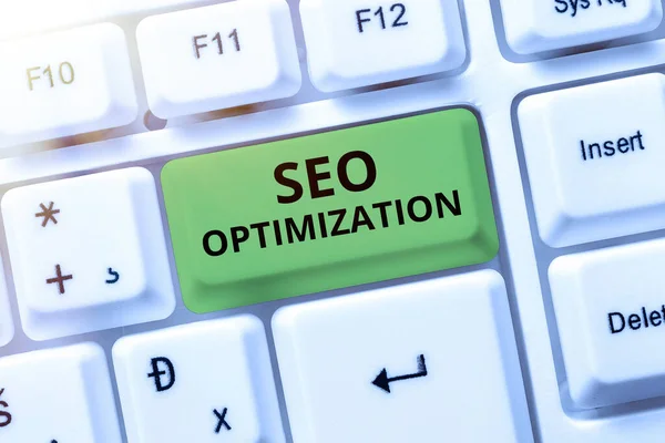 Концептуальный Дисплей Seo Optimizationprocess Влияния Онлайн Видимость Веб Сайта Страницы — стоковое фото