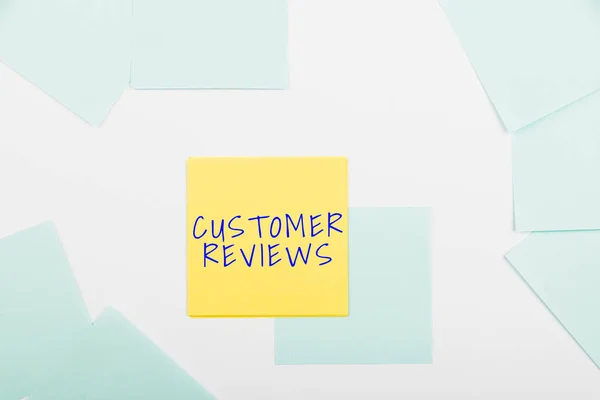 Hand Writing Sign Customer Reviewsreview Product Service Made Client Who — Φωτογραφία Αρχείου