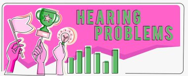 Metin İşitme Problemi kısmi veya toplam olarak sesleri dinleyememe yetersizliği yazma, iş konsepti sesleri normal olarak dinleme kısmi veya toplam yetersizliğidir