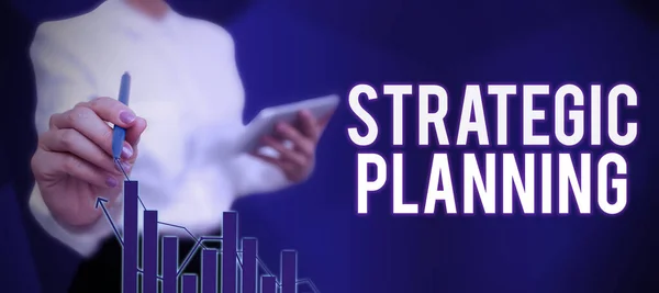 Logga Som Visar Strategisk Planeringorganisatorisk Ledning Verksamhet Prioriteringar Internet Koncept — Stockfoto