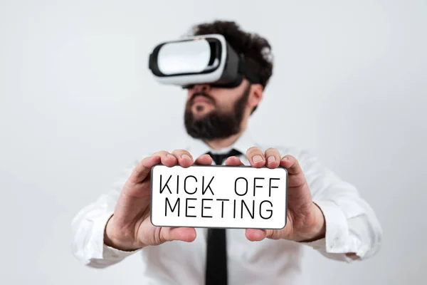 Κείμενο Που Δείχνει Kickoff Meetingspecial Discussion Legalities Involved Project Business — Φωτογραφία Αρχείου