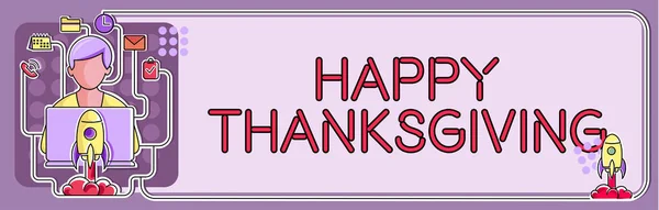 Fogalmi Felirat Boldog Hálaadásszüret Fesztivál November Nemzeti Ünnepe Üzleti Áttekintés — Stock Fotó