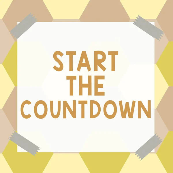 Zeichenanzeige Start Countdown Business Schaufenstersequenz Des Rückwärtszählens Den Timer Einzustellen — Stockfoto