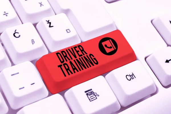 Sign displaying Driver Trainingprepares a new driver to obtain a drivers license, Word Written on getting a new drivers document permission