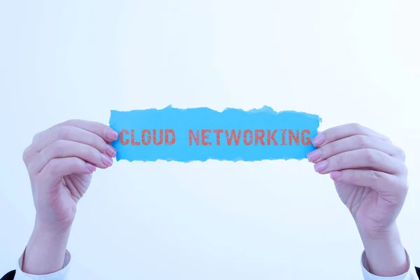 Inspiracja Pokazująca Znak Cloud Networkingto Termin Opisujący Dostęp Zasobów Sieciowych — Zdjęcie stockowe