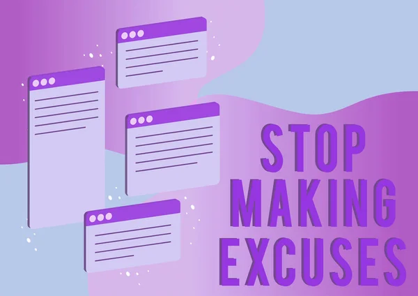 Handschrift Teken Stop Met Het Maken Van Excuses Zakelijke Aanpak — Stockfoto