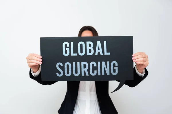 Conceptual Caption Global Sourcingpractice Sourcing Global Market Goods Business Idea —  Fotos de Stock
