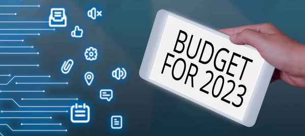 Assinatura Que Apresenta Orçamento Para 2023Uma Estimativa Escrita Receitas Despesas — Fotografia de Stock