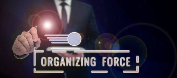 Tekst Teken Tonen Organizing Forcebeing United Machtige Groep Bepaalde Acties — Stockfoto