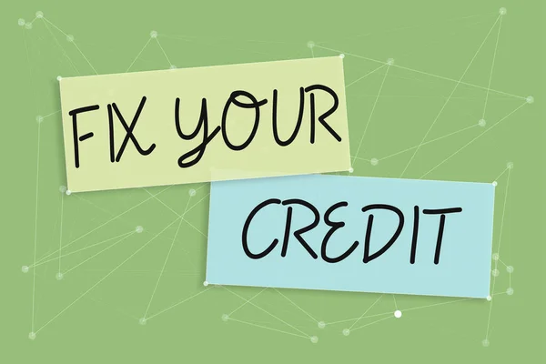 Konceptuální Titulek Opravte Svůj Kredit Udržujte Nízké Zůstatky Kreditních Kartách — Stock fotografie