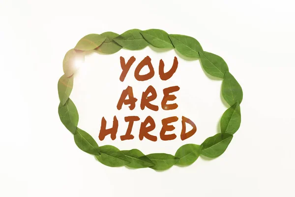 Jelzés Megjelenítése You Hired Word Written Recruitment Being Selected Job — Stock Fotó