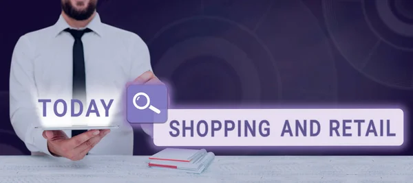 Handschrift Shopping Retail Business Concept Proces Van Verkoop Van Consumentengoederen — Stockfoto