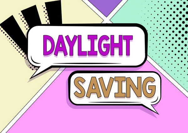 Sinal Texto Mostrando Daylight Savingtecnologias Armazenamento Que Podem Ser Usadas — Fotografia de Stock