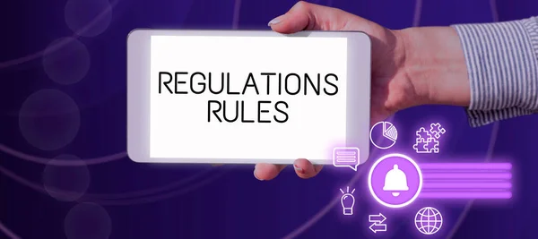 Assinatura Exibindo Regulamentos Regulamentosdeclaração Padrão Procedimento Governar Para Controlar Uma — Fotografia de Stock