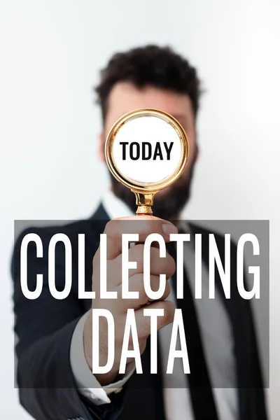 Inspiração Mostrando Sinal Coletando Dados Coletando Medindo Informações Sobre Variáveis — Fotografia de Stock