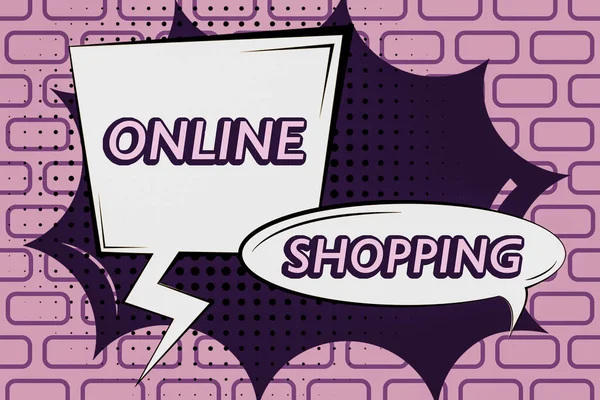 Affichage Conceptuel Online Shoppingpermet Aux Consommateurs Acheter Leurs Produits Sur — Photo