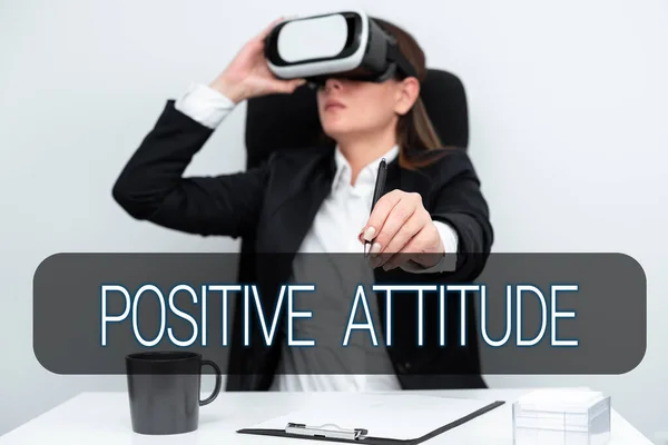Sign Exibindo Atitude Positivaser Otimista Vida Procurando Coisas Boas Palavra — Fotografia de Stock