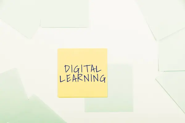 Teken Weergeven Digital Learningvergezeld Van Technologie Door Instructiepraktijk Zakenoverzicht Vergezeld — Stockfoto