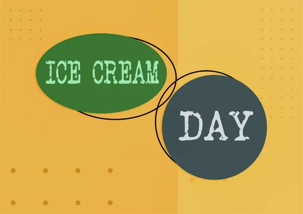 Tekst Pisma Ice Cream Day Słowo Specjalną Chwilę Jedzenia Czegoś — Zdjęcie stockowe