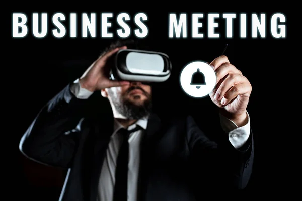Sign Exibindo Business Meetingused Discutir Questões Que Não Podem Ser — Fotografia de Stock
