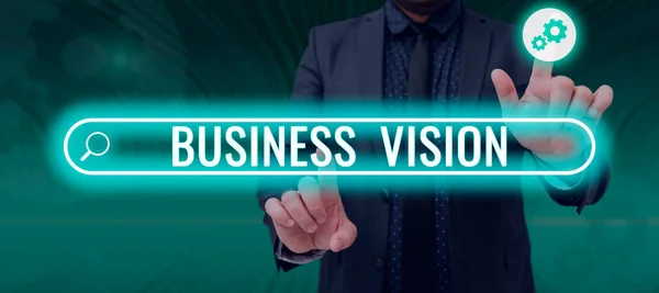 手書きのサインビジネス将来のビジネスビジョンあなたの目標に基づいて 将来的にあなたのビジネスを成長させる概念的な写真あなたの目標に基づいて — ストック写真