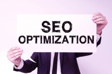 Web sitesinin ya da sayfanın çevrimiçi görünürlüğünü, iş yaklaşım sürecini, internet sitesinin ya da sayfanın görünürlüğünü etkileyen Seo Optimizasyon Sürecini sunan metin başlığı