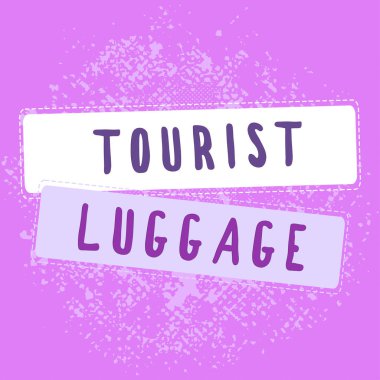 Seyahat için gerekli her şeyi içeren el yazısı Turist bavulu, internet konsepti seyahat için gerekli her şeyi içeren büyük çanta.