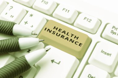 Sağlık Sigortası 'nın tıbbi ve cerrahi masraflarını ödediğini gösteren metin imzası, tıbbi ve cerrahi masrafları karşılayan internet kavramı