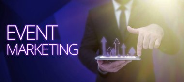 Kavramsal görüntü Olay Pazarlaması ürünü tanıtmak için geliştirme sürecini tanımlar, İş konsepti ürünü tanıtmak için gösterim geliştirme sürecini tanımlar