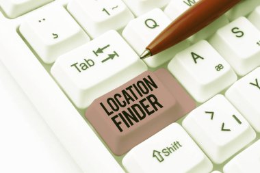 Seçili bir yerin adresini bulmak için işaret konumu bulucu servisini gösteren ilham kaynağı, seçili bir yerin adresini bulmak için seçili bir servis üzerine yazılmış sözcük