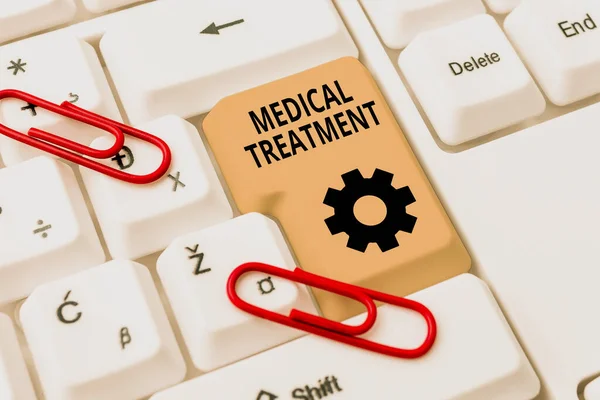 Концептуальная Подпись Medical Treatmentmanagement Care Patient Combat Disease Internet Concept — стоковое фото