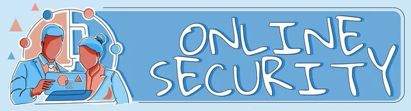 Podpis Tekstowy Przedstawiający Zasady Bezpieczeństwa Online Celu Ochrony Przed Atakami — Zdjęcie stockowe