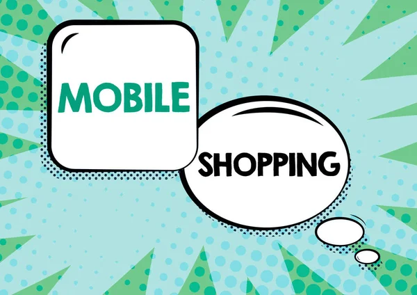 Légende Conceptuelle Mobile Shoppingachat Vente Biens Services Mobile Internet Concept — Photo