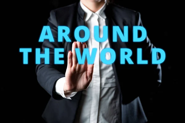 Konceptuell Bildtext Runt Worldsaying Att Något Tillgängligt Över Hela Världen — Stockfoto