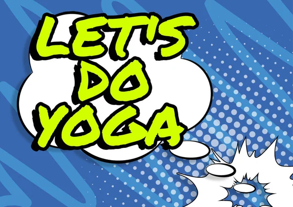 Texto Presentando Let Yoga Visión General Del Negocio Momento Adecuado —  Fotos de Stock