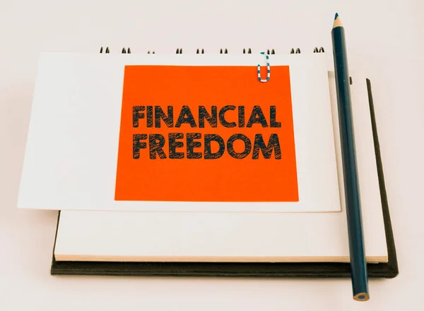 Assinar Exibindo Financial Freedomhaving Dinheiro Livre Preocupação Quando Trata Fluxo — Fotografia de Stock