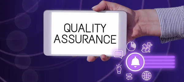 Conceptual display Quality AssuranceEnsures a certain level of quality Established requirement, Concept meaning Ensures a certain level of quality Established requirement